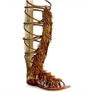 Sam Edelman Gia Fringe color chestnut gladiator sandals shoes womens size 10